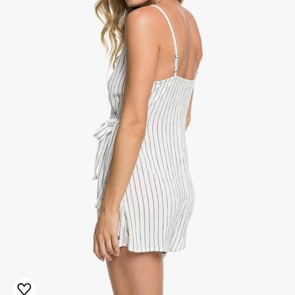 Roxy Women's Intense Sunrise Faux Wrap Romper Medium White Stripe - Picture 8 of 16